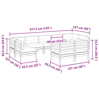 9 Piece Garden Sofa Set With Cushions Solid Wood Douglas Fir