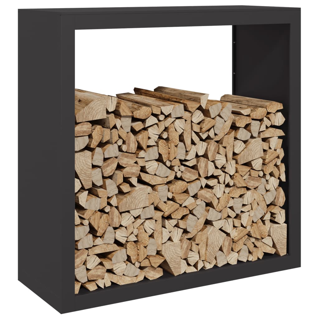 Firewood Rack Black Steel