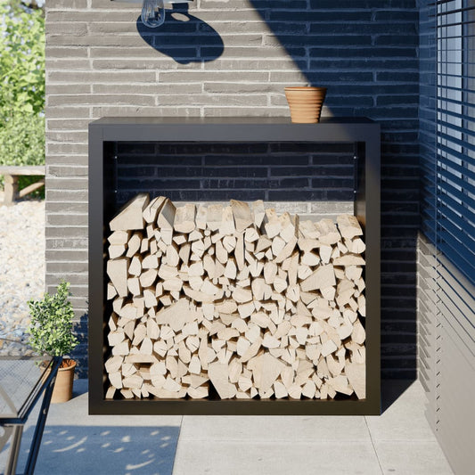Firewood Rack Black Steel