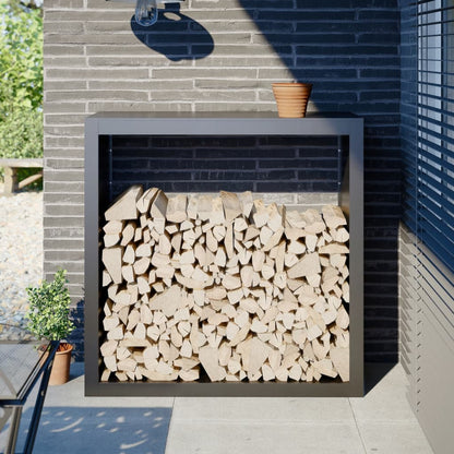 Firewood Rack Black Steel