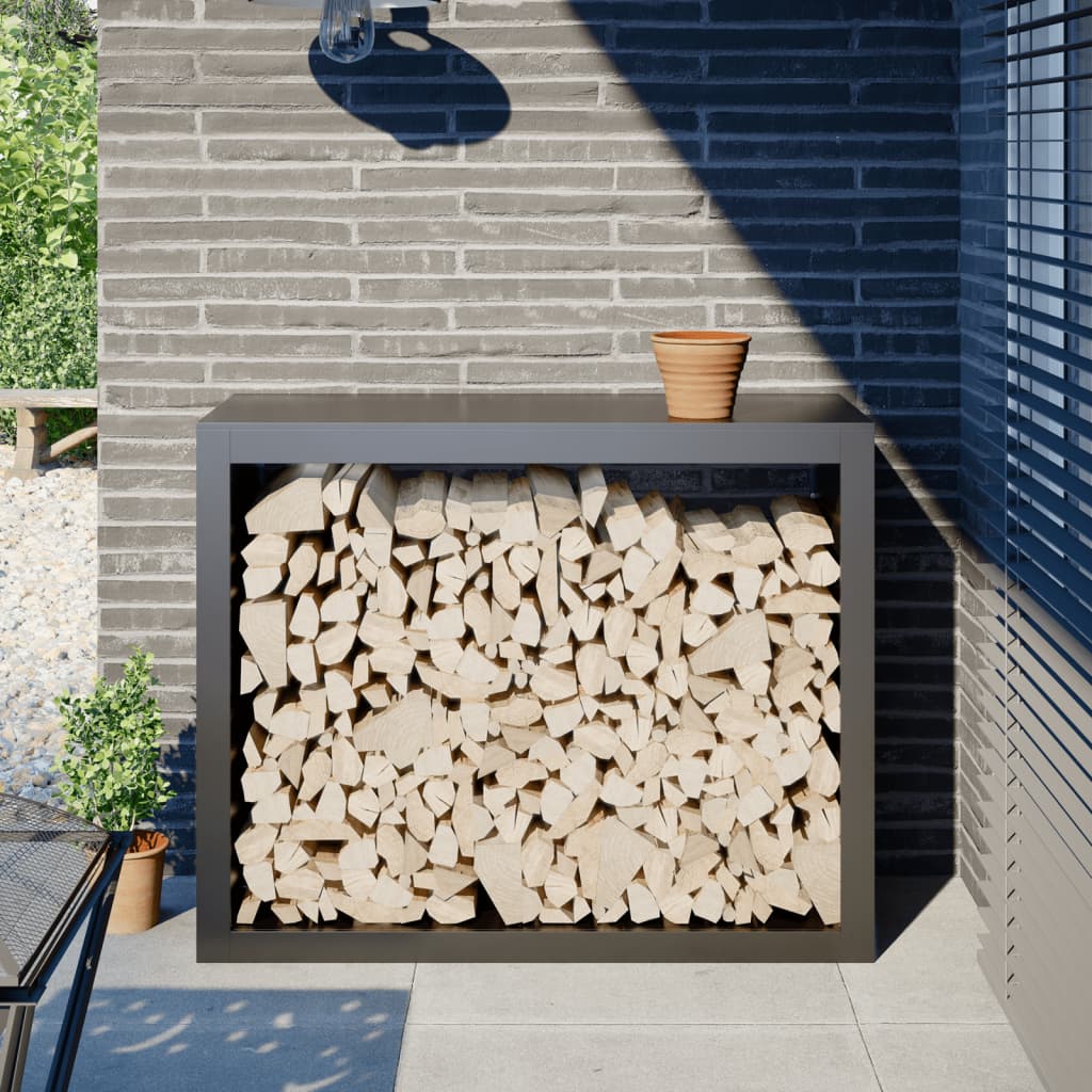 Firewood Rack Black Steel