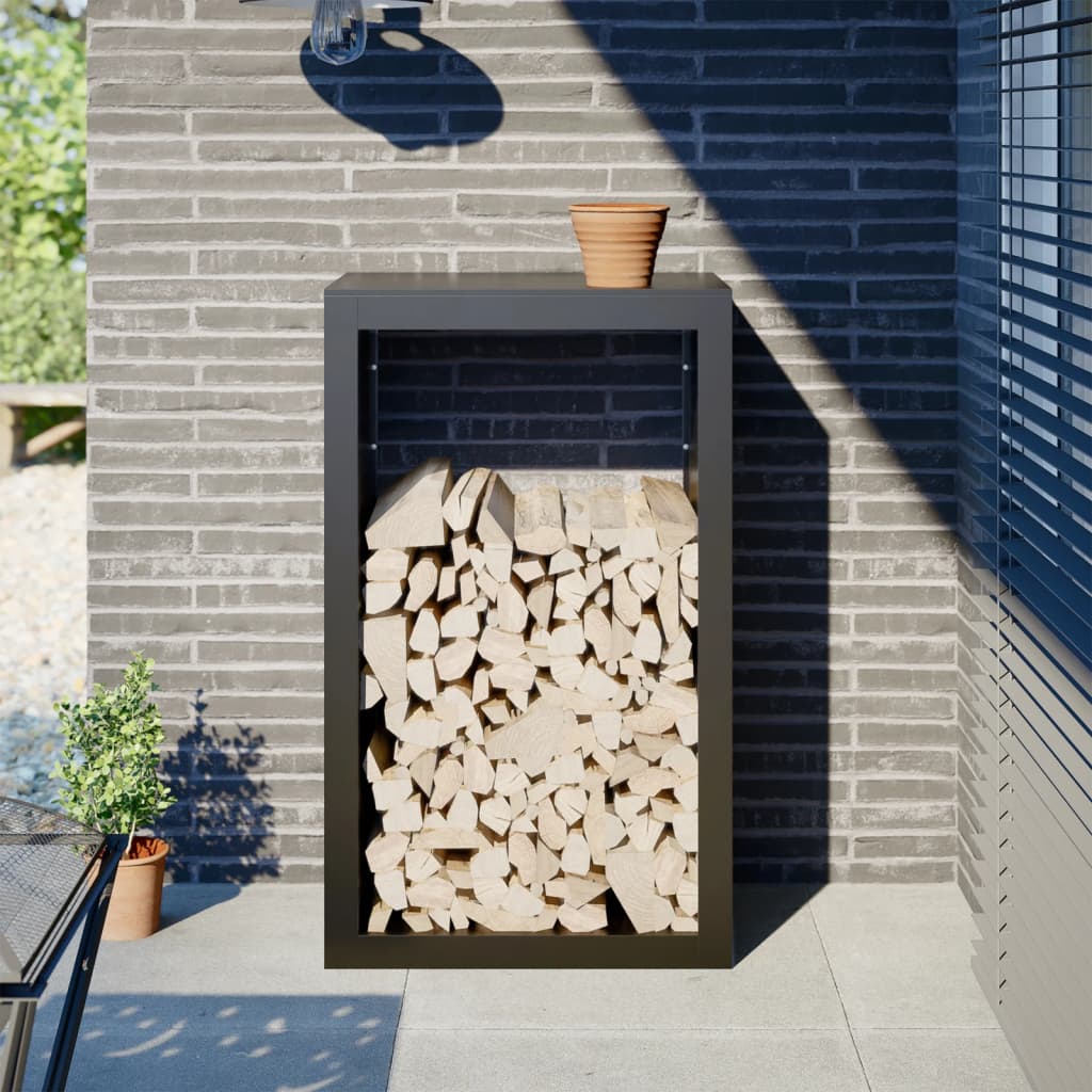 Firewood Rack Black Steel