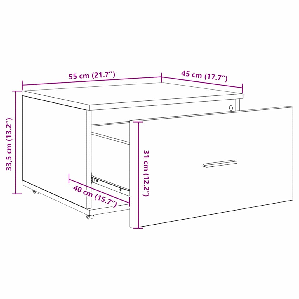 Drawer Cabinet 55 X 45 X 33.5 Cm Engineered Wood
