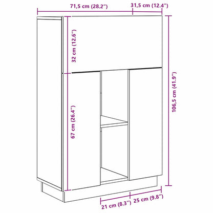 Desk With Shelf 71.5 X 31.5 X 106.5 Cm Engineered Wood
