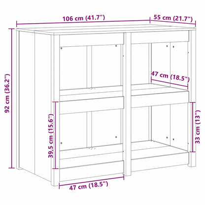 Kitchen Cabinet Warm White 106 X 55 X 92 Cm Solid Pine Wood