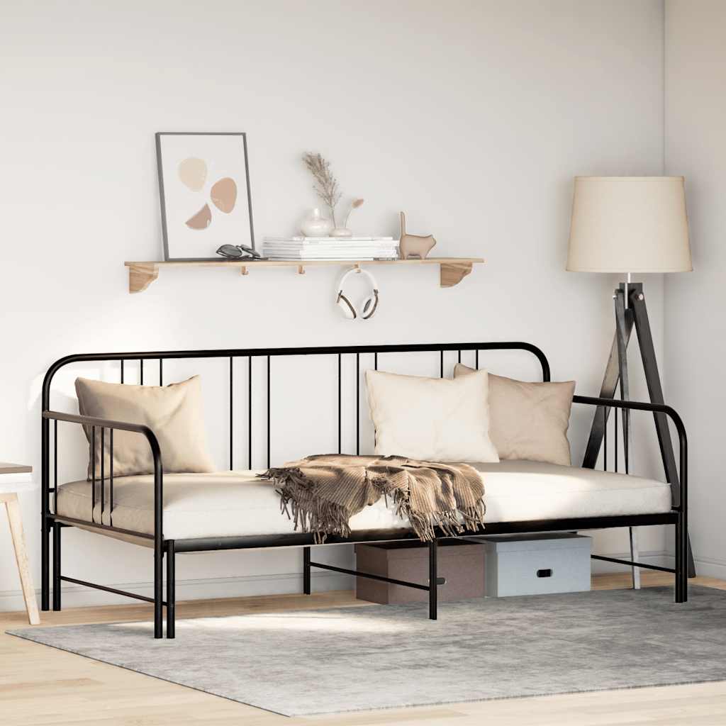 Daybed With Trundle Without Mattress 92X187 Cm Single Metal