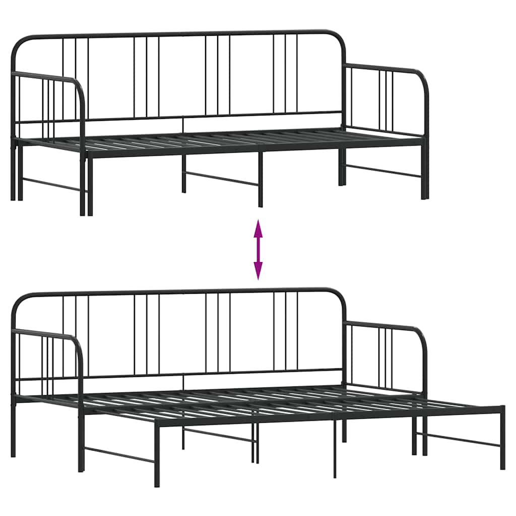 Daybed With Trundle Without Mattress 92X187 Cm Single Metal