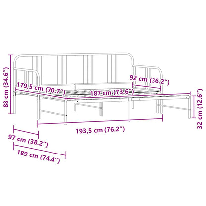 Daybed With Trundle Without Mattress 92X187 Cm Single Metal