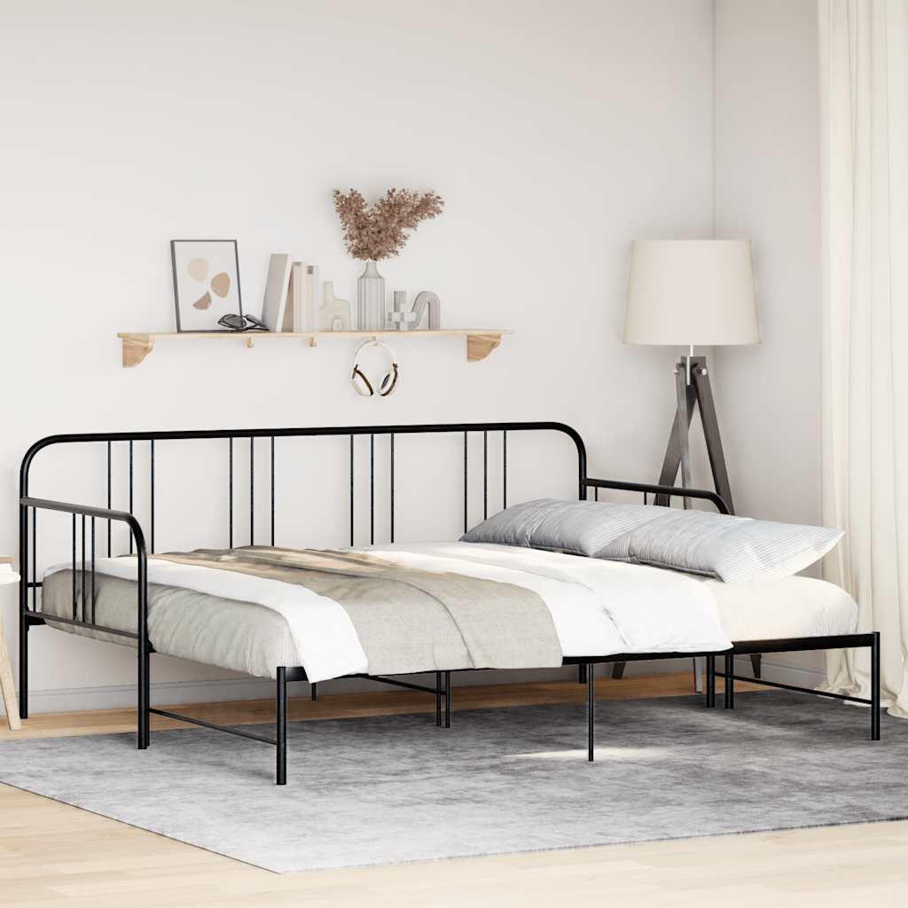 Daybed With Trundle Without Mattress 92X187 Cm Single Metal