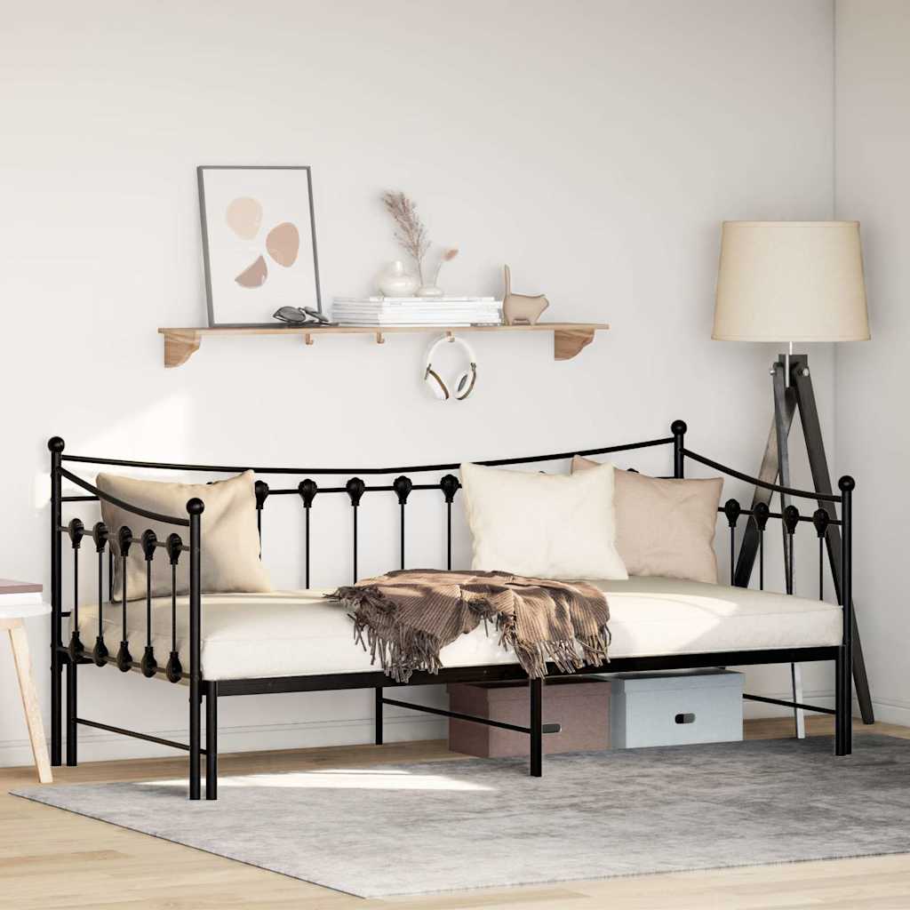 Daybed With Trundle Without Mattress 92X187 Cm Single Metal