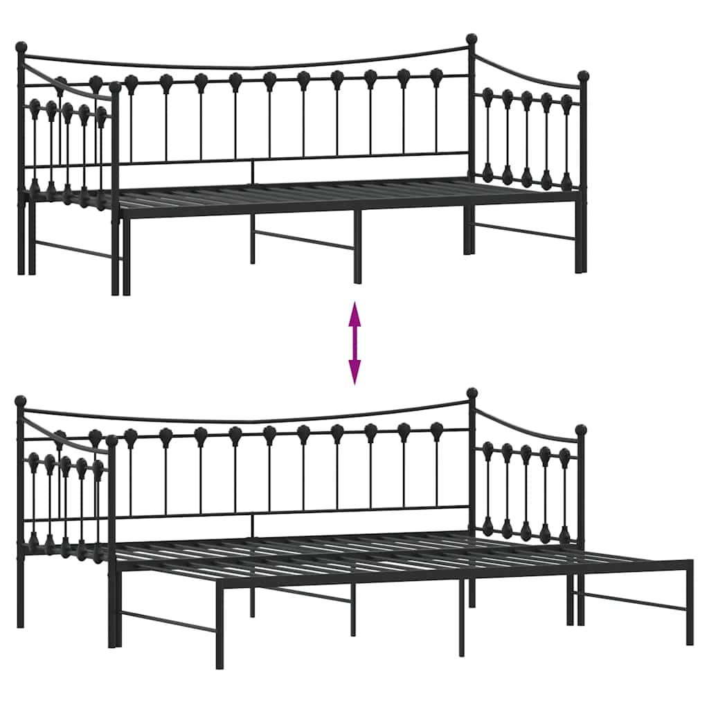 Daybed With Trundle Without Mattress 92X187 Cm Single Metal