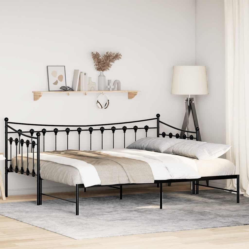 Daybed With Trundle Without Mattress 92X187 Cm Single Metal