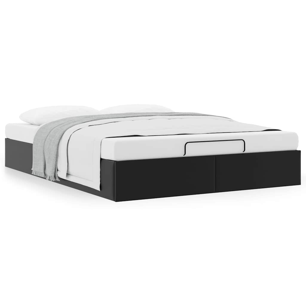 Ottoman Storage Bed Frame Without Mattress Black Double Faux Leather