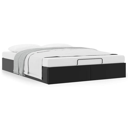 Ottoman Storage Bed Frame Without Mattress Black Double Faux Leather