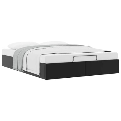 Ottoman Storage Bed Frame Without Mattress Black Double Faux Leather