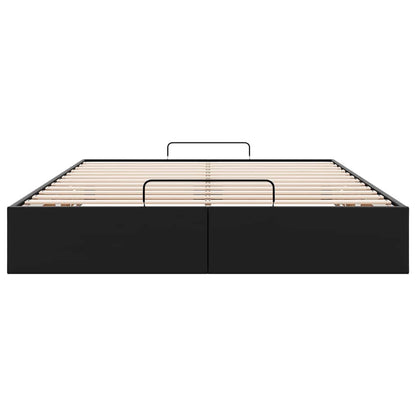 Ottoman Storage Bed Frame Without Mattress Black Double Faux Leather