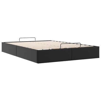 Ottoman Storage Bed Frame Without Mattress Black Double Faux Leather
