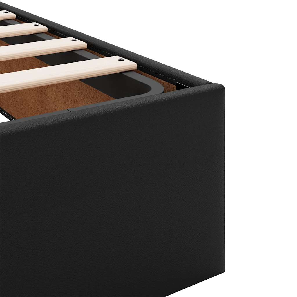 Ottoman Storage Bed Frame Without Mattress Black Double Faux Leather