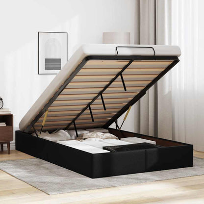 Ottoman Storage Bed Frame Without Mattress Black Double Faux Leather