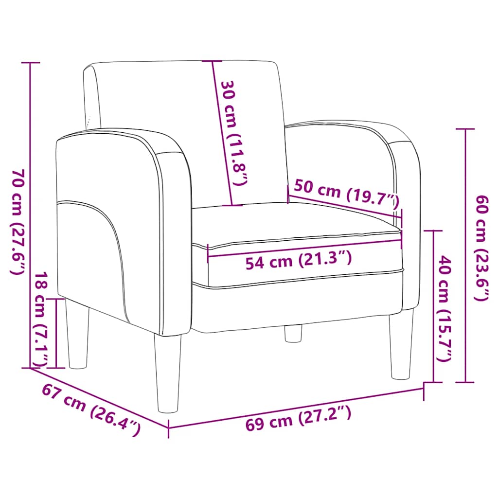 Sofa Chair With Armrests 54 Cm Faux Leather