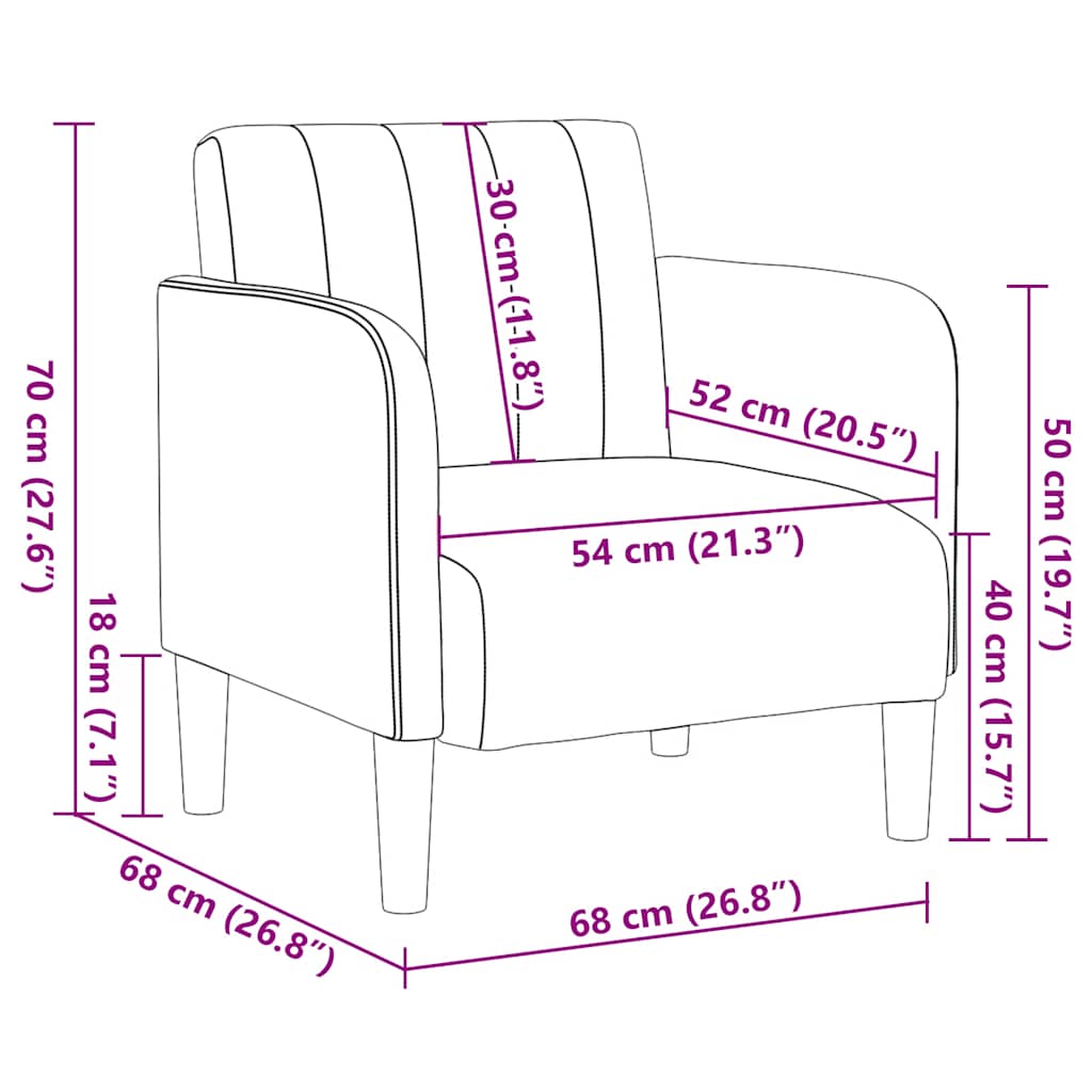 Sofa Chair With Armrests 54 Cm Velvet