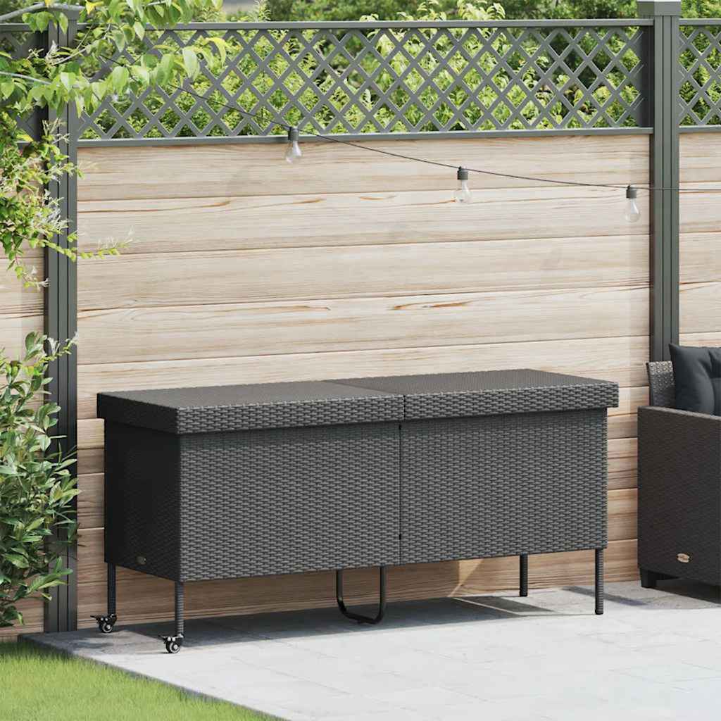 Garden Storage Box With Wheels Poly Rattan