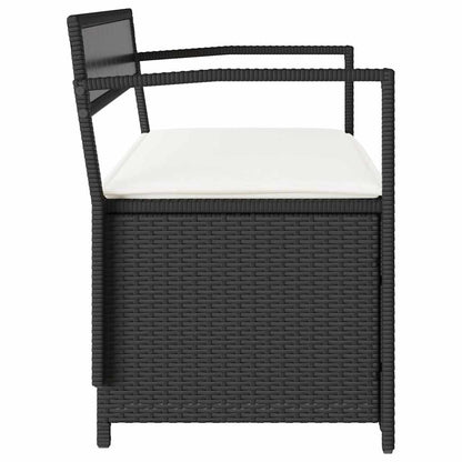 Garden Storage Bench With Cushion Black Poly Rattan