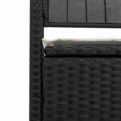 Garden Storage Bench With Cushion Black Poly Rattan