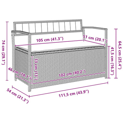 Garden Storage Bench With Cushion Black Poly Rattan