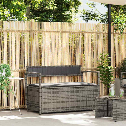 Garden Storage Bench With Cushion Black Poly Rattan