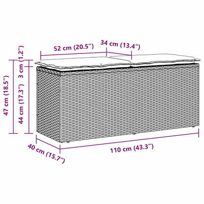 Garden Bench With Cushion 110X40X44 Cm Poly Rattan