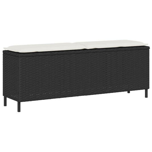 Garden Bench With Cushion Black 110X30X40.5 Cm Poly Rattan