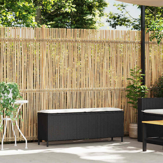 Garden Bench With Cushion Black 110X30X40.5 Cm Poly Rattan