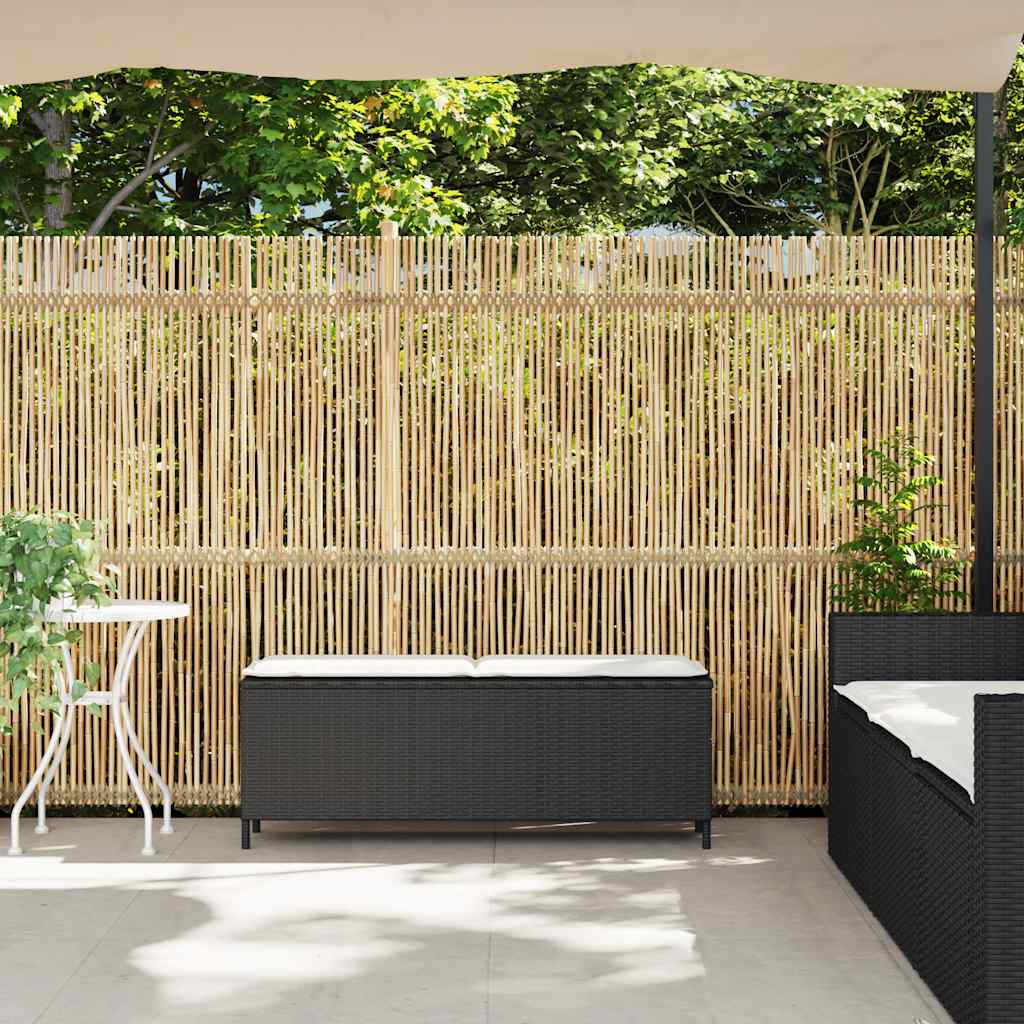 Garden Bench With Cushion Black 110X30X40.5 Cm Poly Rattan