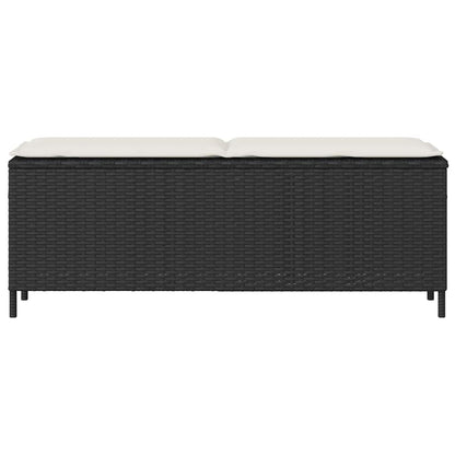 Garden Bench With Cushion Black 110X30X40.5 Cm Poly Rattan