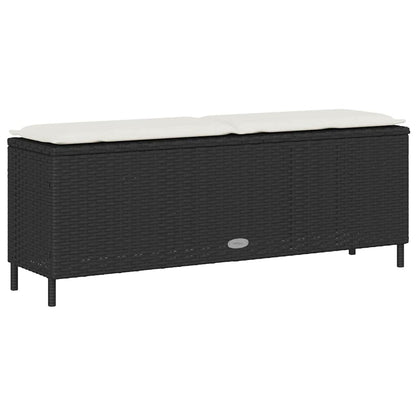 Garden Bench With Cushion Black 110X30X40.5 Cm Poly Rattan
