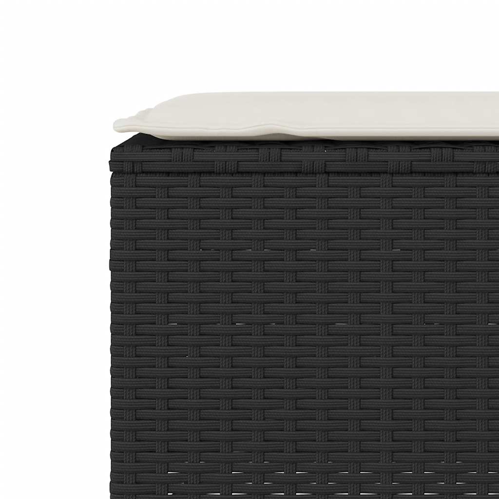 Garden Bench With Cushion Black 110X30X40.5 Cm Poly Rattan