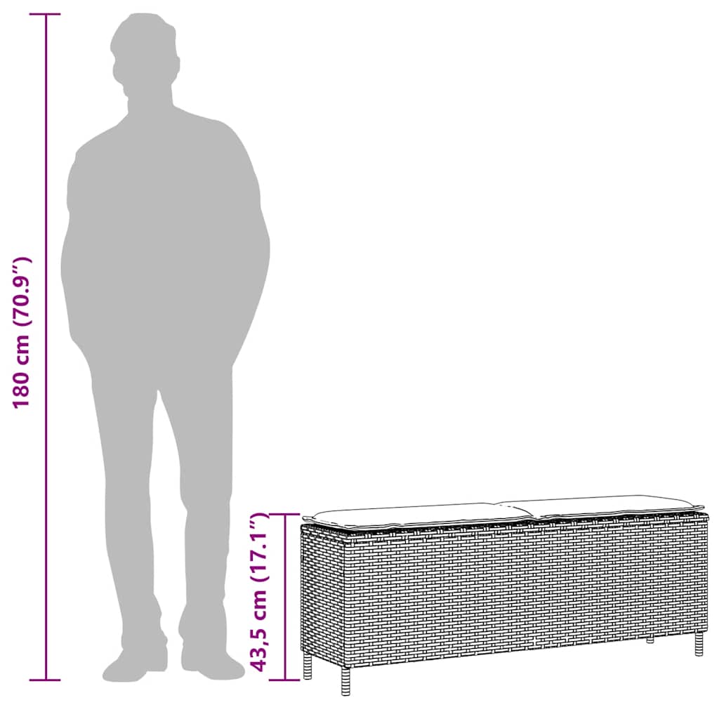 Garden Bench With Cushion Black 110X30X40.5 Cm Poly Rattan