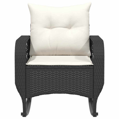 Garden Rocking Chair With Cushions Black Poly Rattan