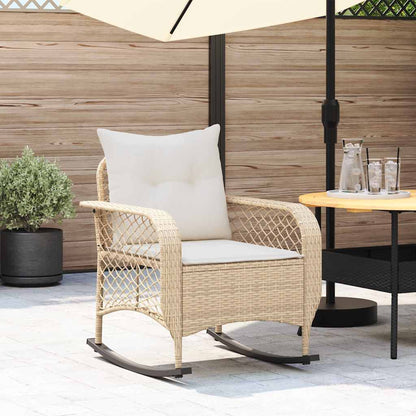 Garden Rocking Chair With Cushions Black Poly Rattan