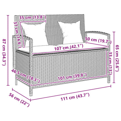 Garden Storage Bench With Cushion Beige Poly Rattan