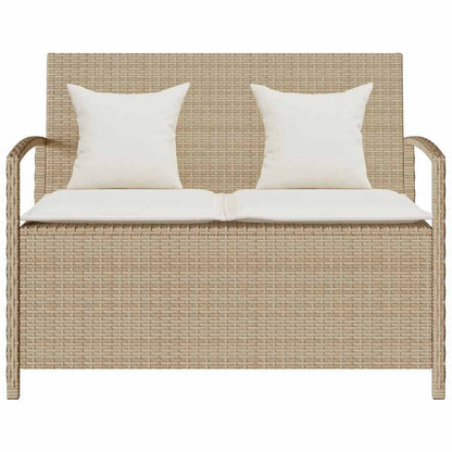 Garden Storage Bench With Cushion Beige Poly Rattan