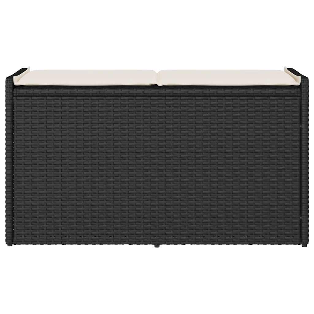 Outdoor Storage Bench With Cushion Black 100 Cm Poly Rattan