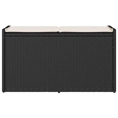 Outdoor Storage Bench With Cushion Black 100 Cm Poly Rattan