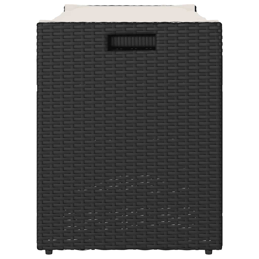 Outdoor Storage Bench With Cushion Black 100 Cm Poly Rattan