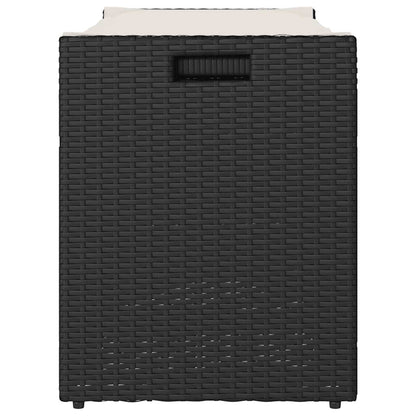Outdoor Storage Bench With Cushion Black 100 Cm Poly Rattan