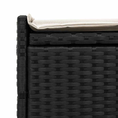 Outdoor Storage Bench With Cushion Black 100 Cm Poly Rattan