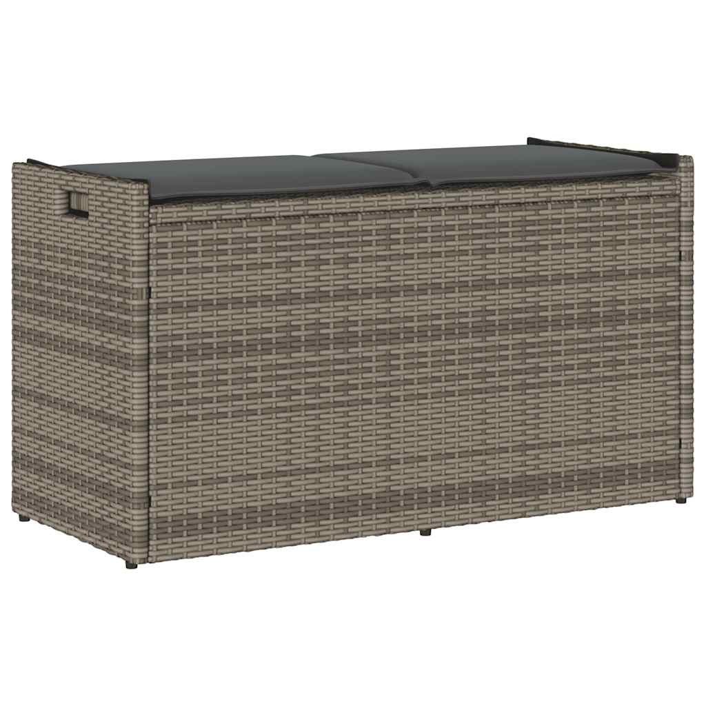 Outdoor Storage Bench With Cushion Black 100 Cm Poly Rattan