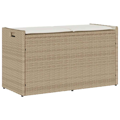 Outdoor Storage Bench With Cushion Black 100 Cm Poly Rattan