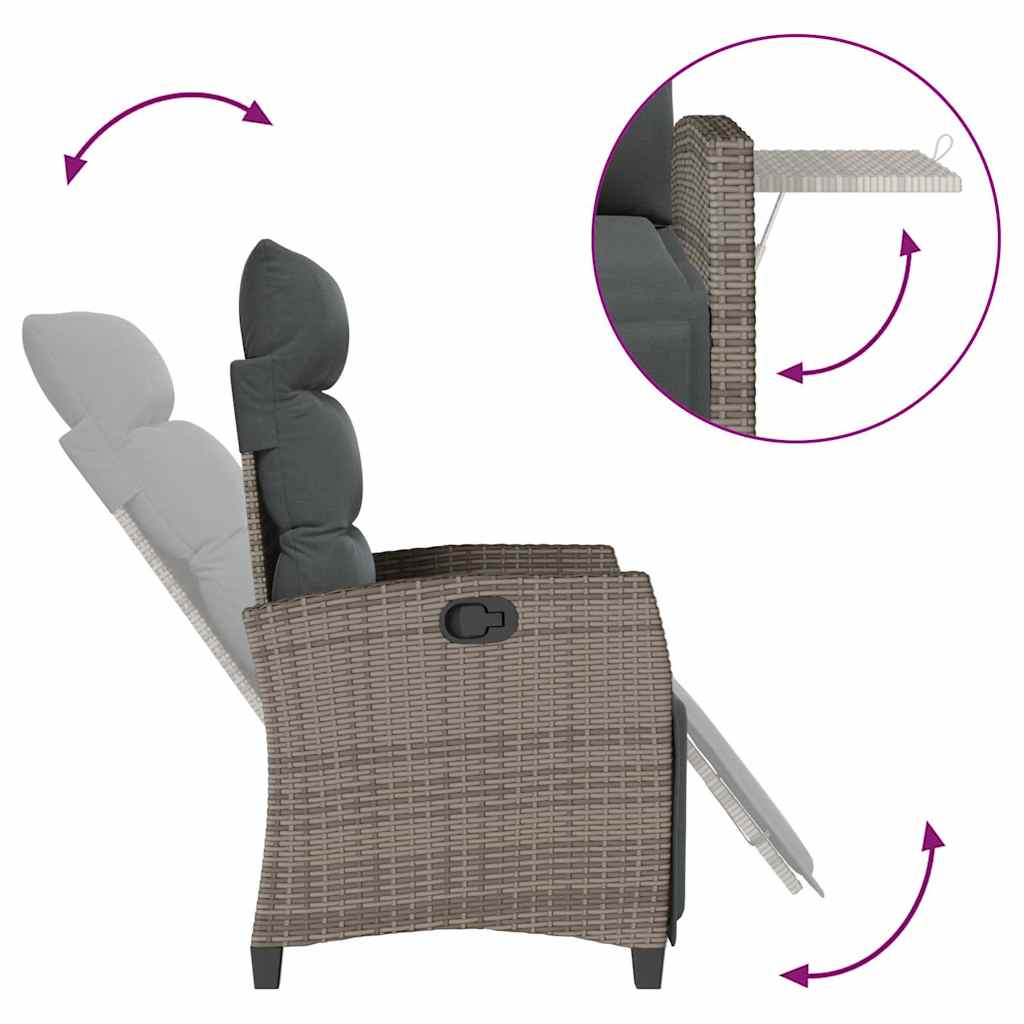 Reclining Garden Chair With Side Table Poly Rattan